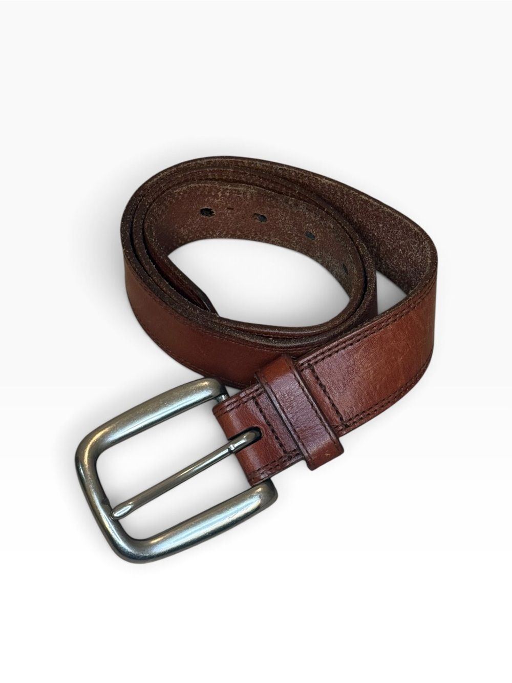 Polo Ralph Lauren Brown Genuine Leather Belt Silver Buckle Men’s Size 32